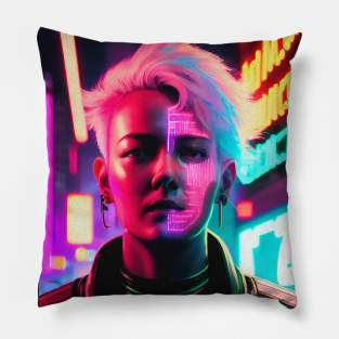 Abstract Cyberpunk Girl Pillow