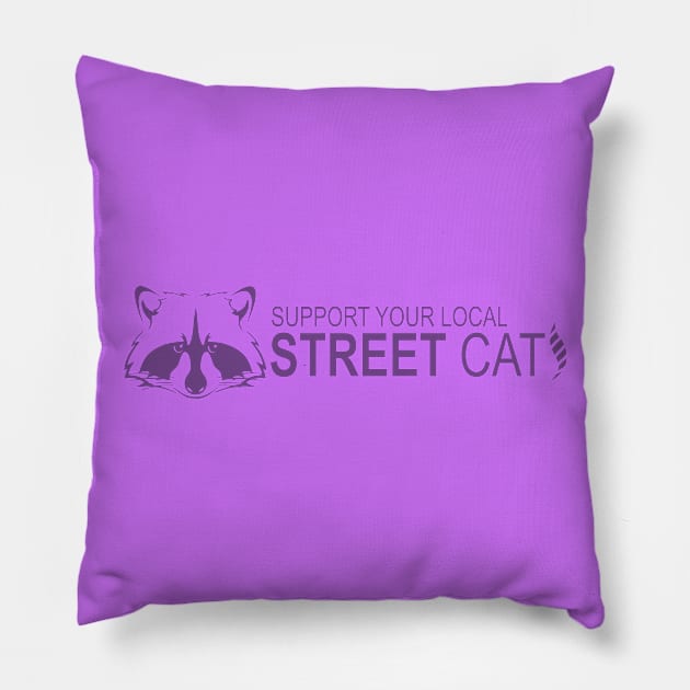 street cats_raccoon2 Pillow by Alkahfsmart