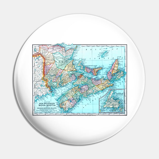 Map of New Brunswick, Nova Scotia, Prince Edward Island & Newfoundland, Canada 1891 Pin by rocketshipretro