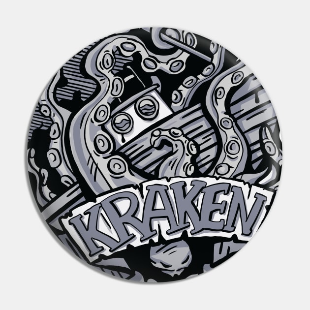 Kraken - legendary marine sea monster Pin by Cofefe Studio