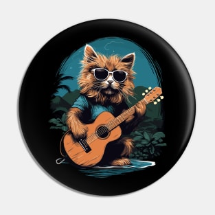 Hawaiian Guitar Music Concert Festival Funny Cat Hawaii Pin