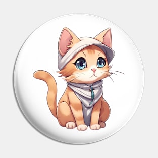 Cute orange cat wearing a sporty outfit Pin