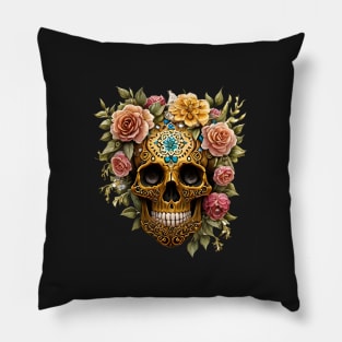 Sugar Skulls and Flowers Pillow