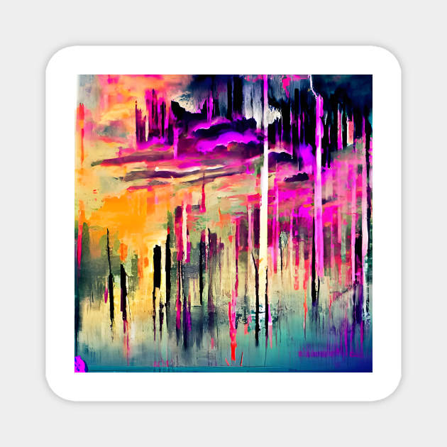 Screaming Sunset - Abstract Art Magnet by ludacool