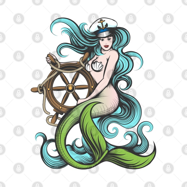 Mermaid with Steering Wheel by devaleta