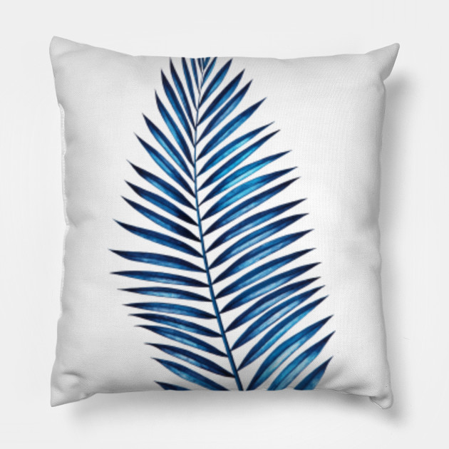 Blue Leaf Palm Leaf Pillow Teepublic