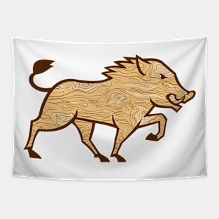 Wood Boar Marching Side Retro Tapestry