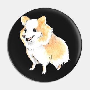 Pomeranian Dog Portrait in Watercolor Pin