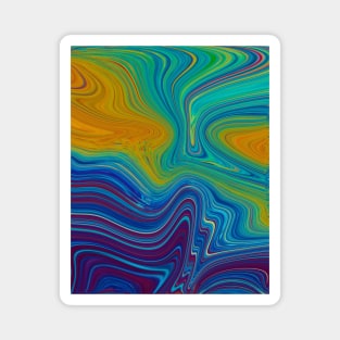 Blue and Yellow Paint Swirl Magnet