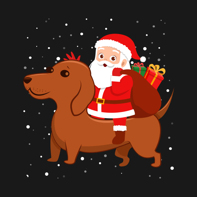 Santa Riding Dachshund Christmas by maximel19722
