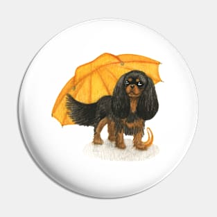 Cavalier King Charles Spaniel - Yellow Umbrella Black and Tan Pin