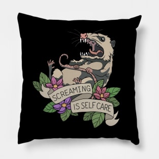 Possum - Screaming is self care Pillow