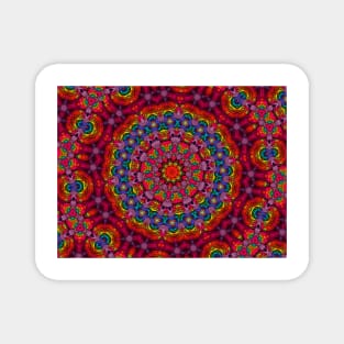 Rainbow coloured mandala style fractal pattern Magnet