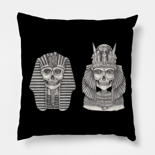 Cleopatra and pharaoh skeleton lovers. Pillow by Jiewsurreal