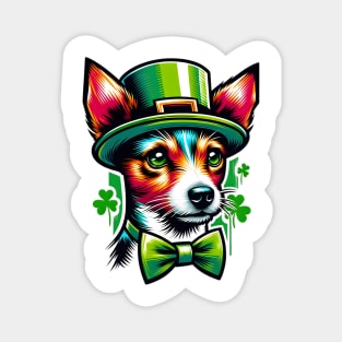 Toy Fox Terrier in Leprechaun Hat: St Patrick's Day Delight Magnet