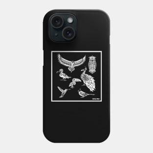 the not so angry animal square of birds in mexican totonac patterns ecopop art Phone Case