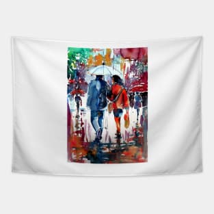 Walking in the rain Tapestry