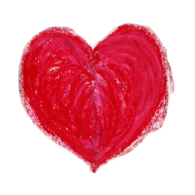 Red Heart Drawn With Oil Pastels On Paper by CrysOdenkirk