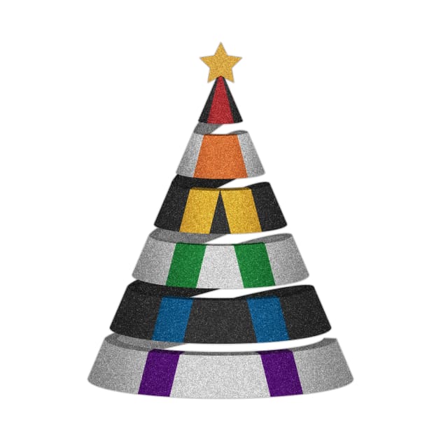 Large Spiral LGBT Ally Pride Flag Christmas Tree Vector by LiveLoudGraphics