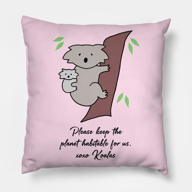 Koala - Habitable Planet (Blossom Pink) Pillow by ImperfectLife