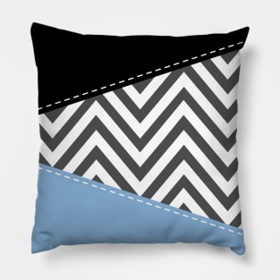 Gray Zigzag, Gray Chevron, Zigzag Pattern, Blue Pillow