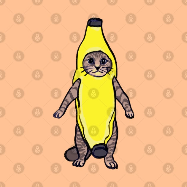 Mudwizard draws the cat in funny yellow banana costume / banana cat meme by mudwizard