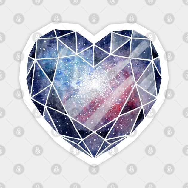 Galaxy crystal heart Magnet by Savousepate