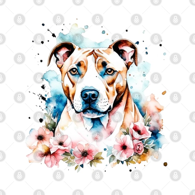 Amstaff - Cute Watercolor Dog by Bellinna