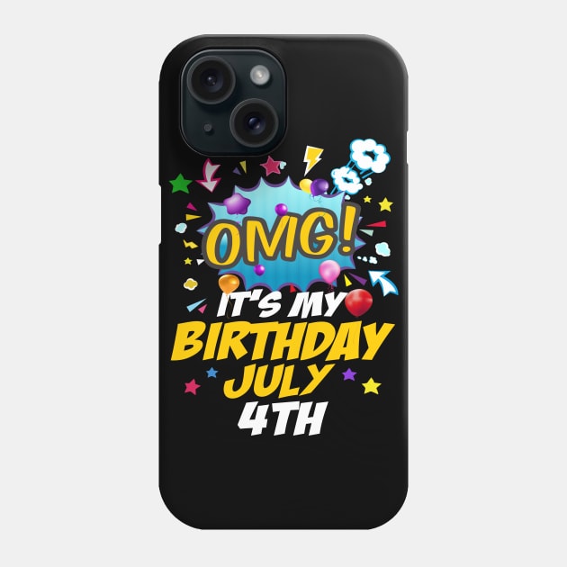 It's My Birthday July Fourth Phone Case by DragonTees