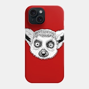 Baby ring-tailed lemur - ink illustration Phone Case