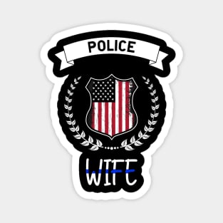 Police Wife - American Flag - Thin Blue Line Magnet