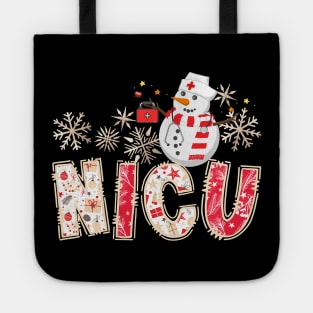 NICU Nurse Christmas Snowman Nurse Life Scrub Top Tote