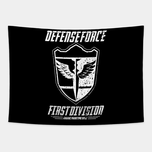 KAIJU No 8: DEFENSE FORCE FIRST DIVISION (WHITE/GRUNGE) Tapestry by FunGangStore