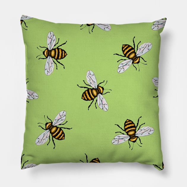 Bee Pattern Pillow by okpinsArtDesign