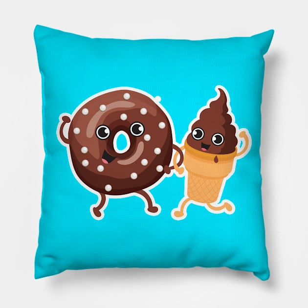 Chocolate Donut + Ice cream Pillow by Plushism