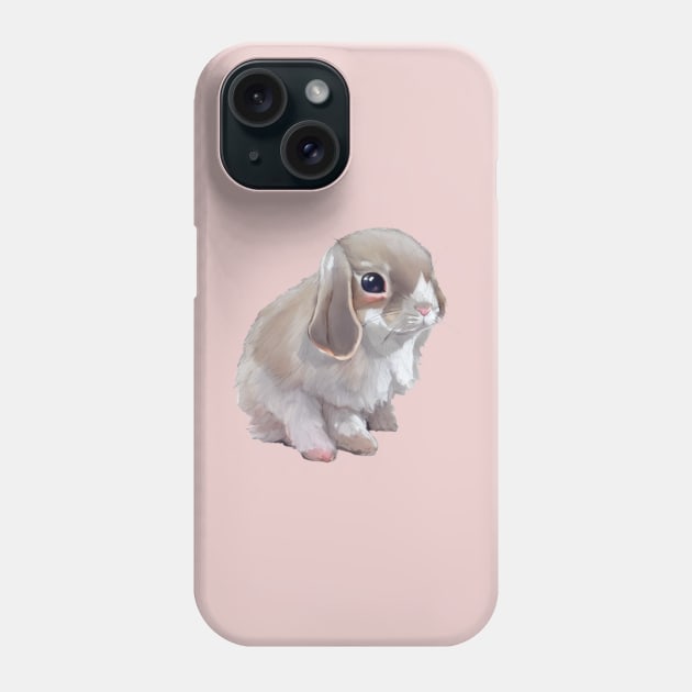 Grey Mini Lop Rabbit Bunny with Adorable Face Phone Case by wigobun