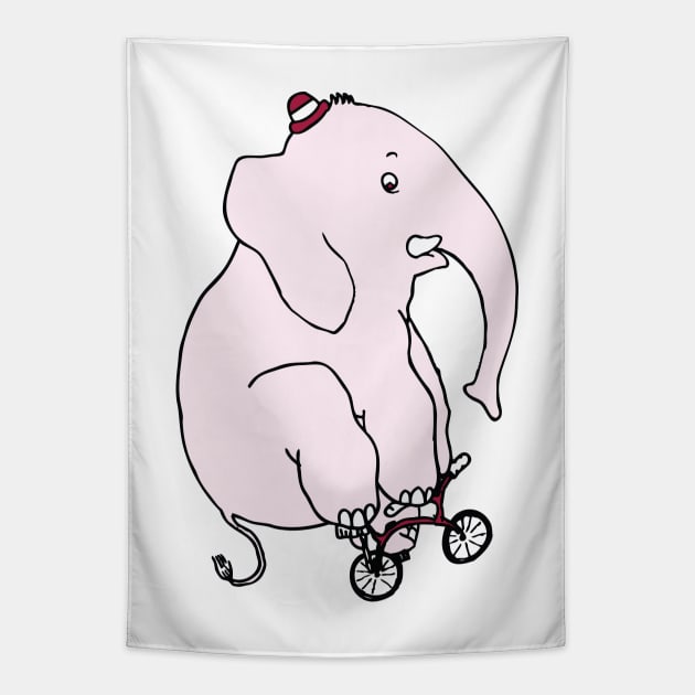 Elephant on a Bike Tapestry by orio concepts