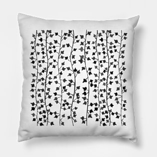 Watercolor Black & White Vines Pattern Pillow