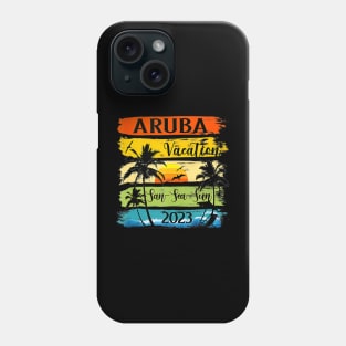 Retro Aruba Family Vacation 2023 Sunset Beach Summer Trip Phone Case