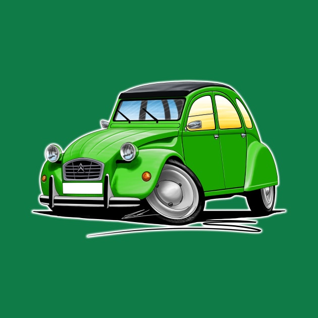 Citroen 2CV Green Classic Car Art by y30man5