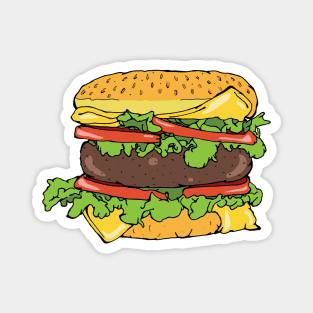 Cheeseburger Sandwich Hand Drawn Illustration Magnet