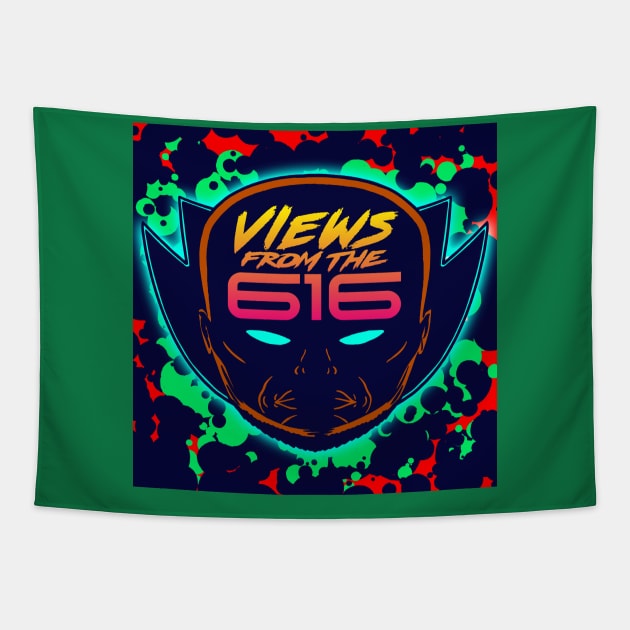 Green & Red Views From The 616 Logo (Front Only) Tapestry by ForAllNerds
