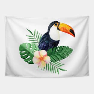 Toucan with tropical flowers Tapestry