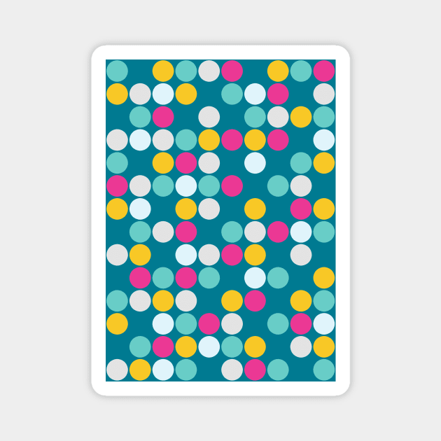 Colorful Circles Pattern Ocean Blue Turquoise Mustard Yellow Fuchsia Pink Grey Magnet by dreamingmind