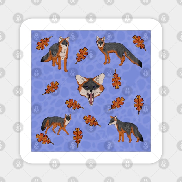 Grey Foxes Blue Magnet by TrapperWeasel