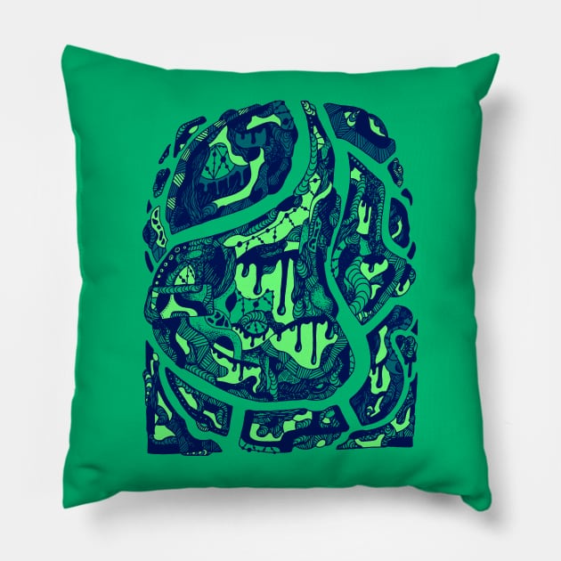 Ngreen Abstract Wave of Thoughts No 3 Pillow by kenallouis