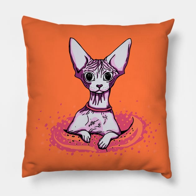 Sphynx Cat in a Blanket Pillow by AnanasArt