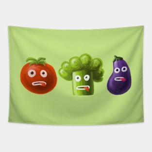 Tomato Broccoli Eggplant Funny Vegetables Tapestry