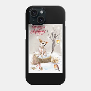 White Smooth Haired Chihuahua Merry Christmas Santa Dog Phone Case