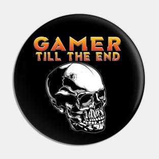 Gamer Till The End Full Skull Orange Pin